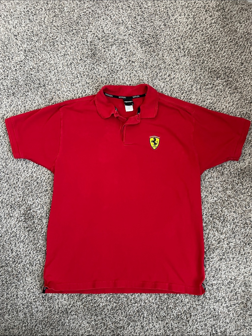 Ferrari Red Polo Shirt with Yellow Shield Patch Size XL